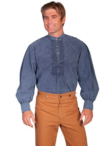 Scully Pleated Front Pullover Old West Shirt – Dark Blue - Men's Old West Shirts | Spur Western Wear