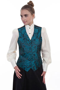 Scully Scroll And Swirls Paisley Vest - Teal - Ladies Vests And Jackets | Spur Western Wear