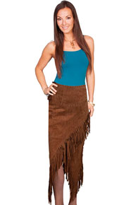 Scully Boar Suede Leather Fringe Skirt - Cinnamon - Ladies' Western Skirts And Dresses | Spur Western Wear