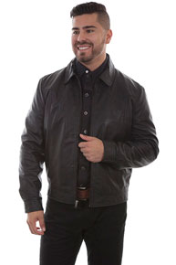 Scully Lambskin Leather Western Jacket - Black - Men's Leather Western Vests and Jackets | Spur Western Wear