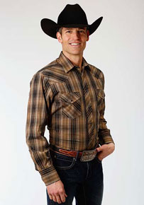 Roper Plaid Long Sleeve Snap Front Western Shirt - Brown & Black - Men's Western Shirts | Spur Western Wear