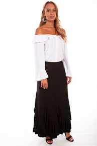Scully Honey Creek Ruffled Gord Skirt - Black - Ladies' Western Skirts And Dresses | Spur Western Wear
