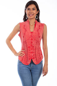Scully Sleeveless Blouse - Brick - Ladies' Western Shirts | Spur Western Wear