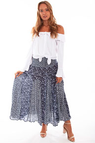 Scully Cantina Print Maxi Skirt - Blue - Ladies' Western Skirts And Dresses | Spur Western Wear