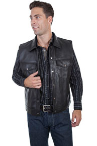 Scully Concealed Carry Lambskin Leather Vest - Black - Men's Leather Western Vests and Jackets | Spur Western Wear