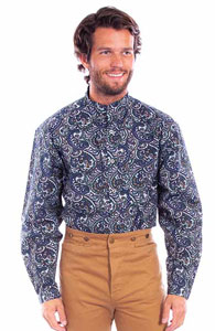 Scully Print Banded Collar Shirt - Green - Men's Old West Shirts | Spur Western Wear