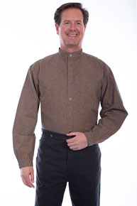 Scully Paisley Banded Collar Shirt - Grey - Men's Old West Shirts | Spur Western Wear