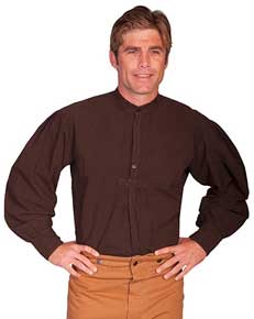 Scully Pleated Front Pullover Old West Shirt –Chocolate - Men's Old West Shirts | Spur Western Wear
