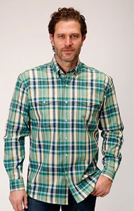 Roper Green Plaid Long Sleeve Button Front Western Shirt -  Big & Tall , - Men's Western Shirts | Spur Western Wear