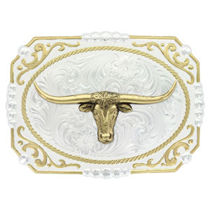 From Montana Silversmiths' Line Of Classic Buckles, The Montana Silversmiths® Long Horn Western Belt Buckle. - Western Belt Buckles | Spur Western Wear