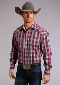 Stetson Wine Plaid Long Sleeve Snap Western Shirt, - Men's Western Shirts | Spur Western Wear