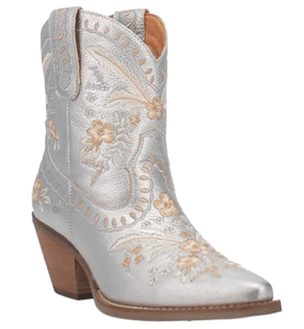Dingo "Primrose" Western Shorty Boot - Silver,- Ladies' Western Wedding Boots, Spur Western Wear
