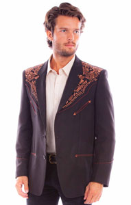 Scully Embroidered Sport Coat - Black with Brown - Men's Western Suit Coats, Suit Pants, Sport Coats, Blazers | Spur Western Wear