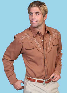 Scully  Embroidered Western Shirt - Brown - Men's Retro Western Shirts | Spur Western Wear