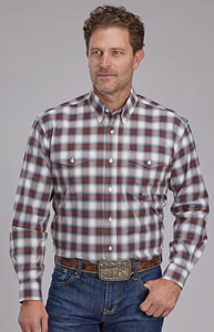 Roper Brown Plaid Long Sleeve Button Front Western Shirt  - Big & Tall , - Men's Western Shirts | Spur Western Wear