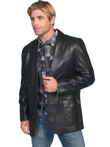 Scully Lambskin Leather Blazer - Black - Men's Leather Western Vests and Jackets | Spur Western Wear