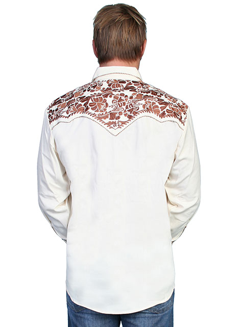 Scully Gunfighter Long Sleeve Snap Front Western Shirt - Cream with ...