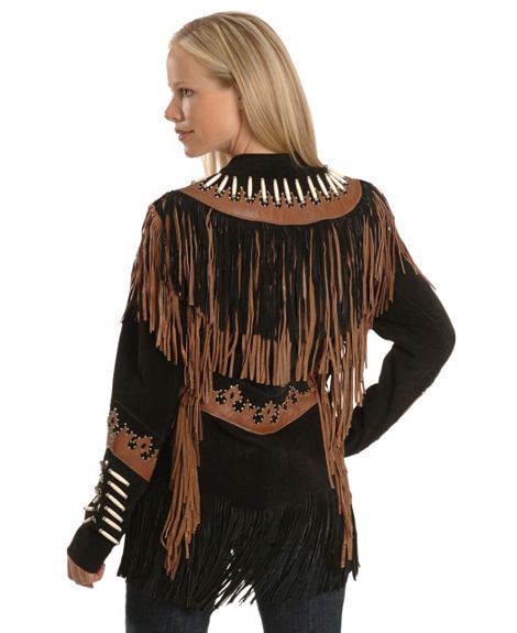 Ladies Rust Suede Fringe Leather Jacket