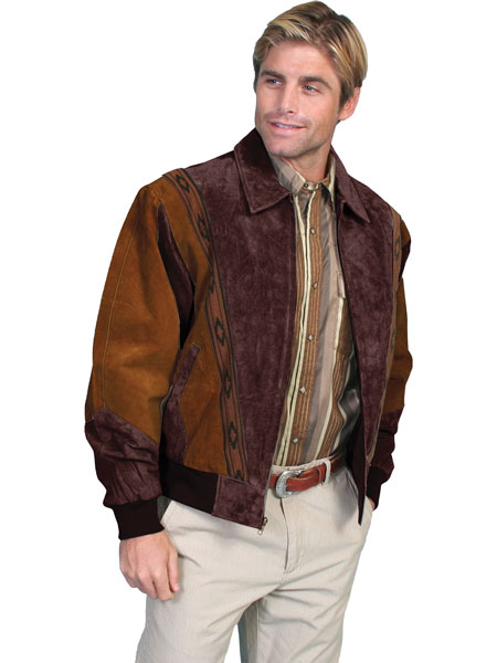 Scully Suede Leather Rodeo Jacket Cafe Brown with Chocolate