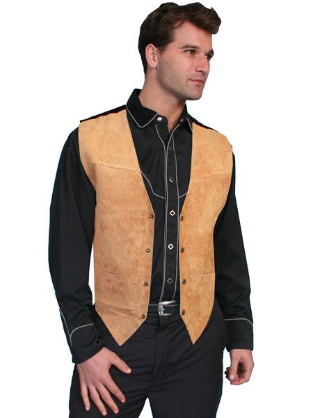 Scully Boar Suede Satin Back Vest Bourbon Mens Leather Western Vests And Jackets Spur 2511