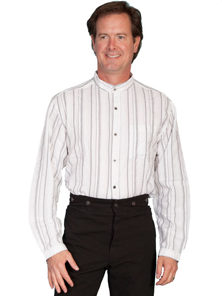 Scully Lawman Striped Shirt - White - Men's Old West Shirts | Spur