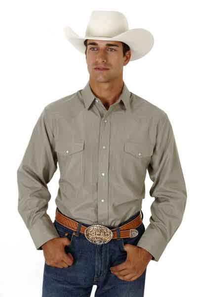 Roper Tone on Tone Long Sleeve Snap Front Western Shirt - Loden - Men's ...