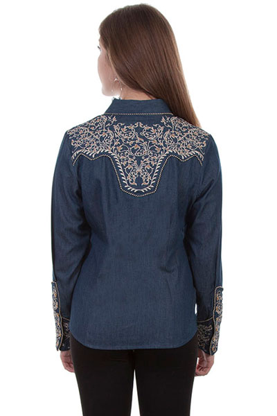 Long Sleeve Denim Shirt with Printed Design - Western Shirt – Bellash  Western