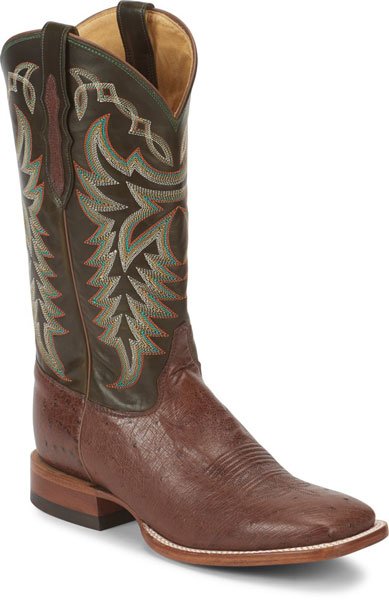 Justin Pascoe Smooth Ostrich Western Boot Kango Brown Green Men s Western Boots Spur Western Wear