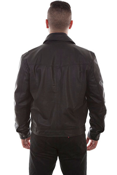 Scully Faux Shearling Leather Western Jean Jacket - Black - Men's