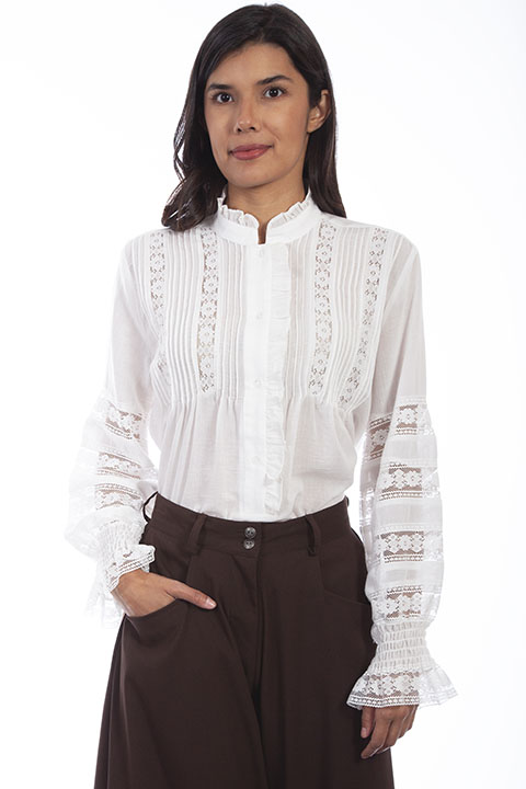 Scully Victorian White Lace Blouse