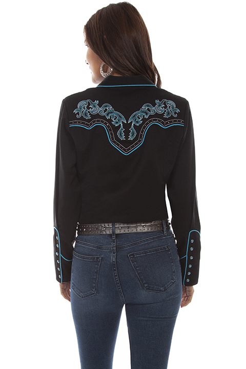 Scully Gunfighter Long Sleeve Snap Front Western Shirt - Blue with