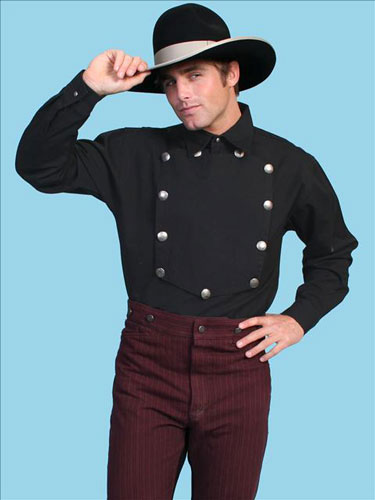 Scully Bib Front Shirt - Black - Men's Old West Shirts | Spur Western Wear