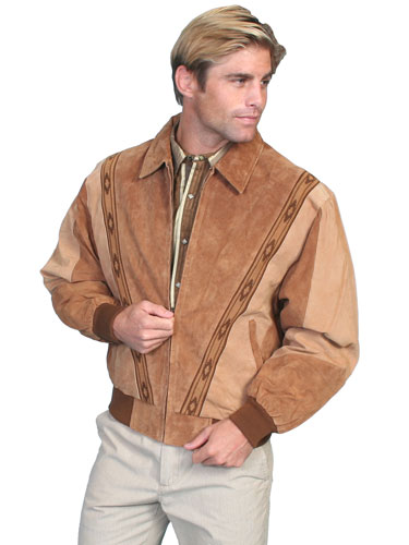Scully Suede Leather Rodeo Jacket – Cafe Brown with Camel - Men's Leather Western Vests and Jackets | Spur Western Wear
