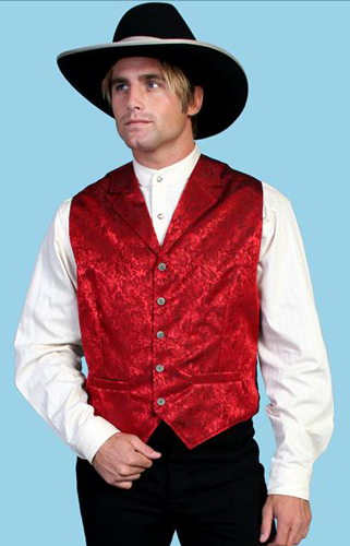Wah Maker Silk Floral Vest - Red - Men's Old West Vests And Jackets | Spur Western Wear