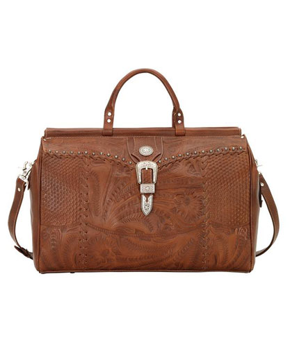 American West Retro Romance Leather Western Duffel Bag - Antique Brown - Western Luggage | Spur Western Wear