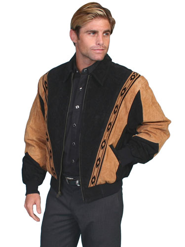 Scully Suede Leather Rodeo Jacket – Cafe Brown with Black - Men's Leather Western Vests and Jackets | Spur Western Wear