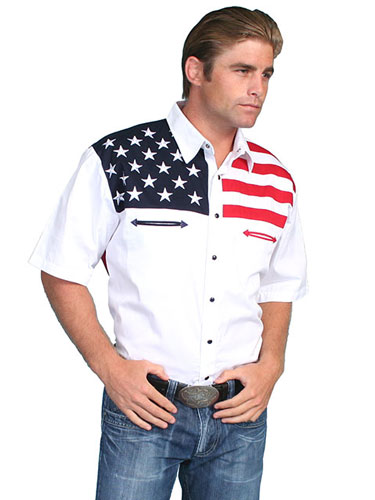 Scully Stars & Stripes Short Sleeve Western Shirt - Men's Western Shirts | Spur Western Wear