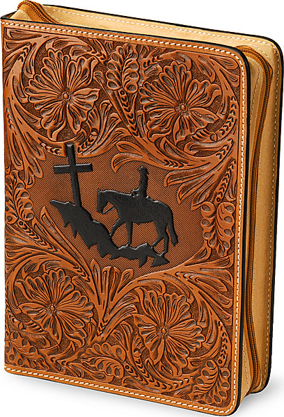 3-D Cross Mountain Leather Bible Cover - Western Leather Accessories | Spur Western Wear