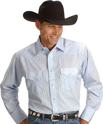Wrangler Silver Edition Long Sleeve Western Shirt - Light Blue - Men's Western Shirts | Spur Western Wear