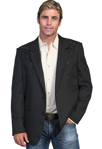 Scully Embroidered Sport Coat - Black with Black - Men's Western Suit Coats, Suit Pants, Sport Coats, Blazers | Spur Western Wear