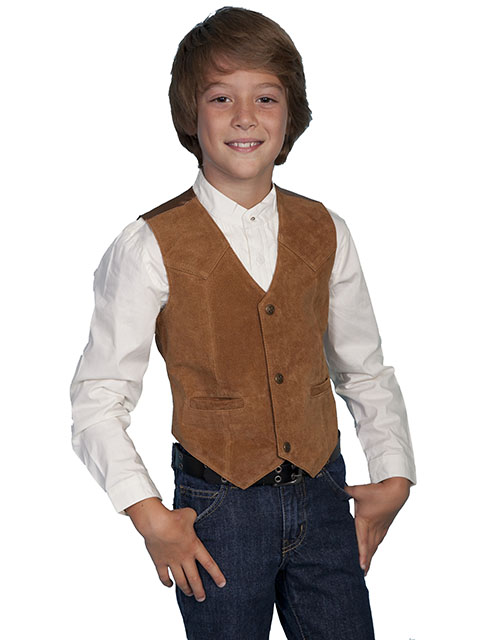 Scully Boar Suede Western Vest - Tan - Boys' Old West Vests And Jackets | Spur Western Wear