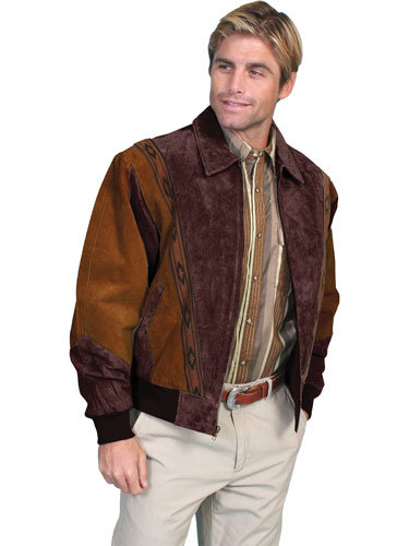 Scully Suede Leather Rodeo Jacket – Cafe Brown with Chocolate - Men's Leather Western Vests and Jackets | Spur Western Wear