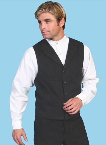 Wah Maker Brushed Cotton Vest - Black - Men's Old West Vests And Jackets | Spur Western Wear