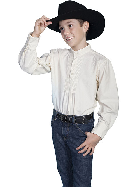 Scully Pullover Gambler Shirt - Ivory - Boys' Old West Shirts | Spur Western Wear