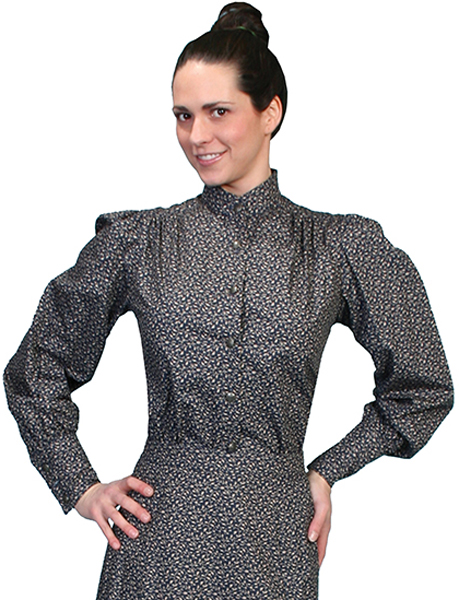 Scully Print Victorian Blouse - Navy