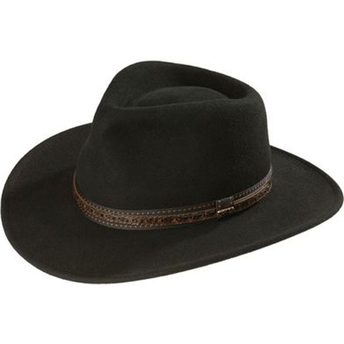 Scala Crushable Wool Outback Hat - Black - Cowboy Hats | Spur Western Wear