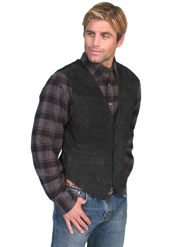 Scully Boar Suede Satin Back Vest – Black - Men's Leather Western Vests and Jackets | Spur Western Wear