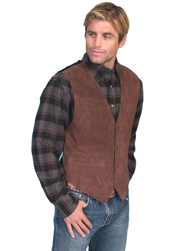 Scully Boar Suede Satin Back Vest – Expresso - Men's Leather Western Vests and Jackets | Spur Western Wear