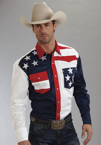 Roper Color Block Flag Long Sleeve Snap Front Western Shirt - Men's Western Shirts | Spur Western Wear