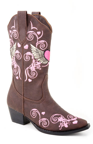 Roper Winged Heart Cowgirl Boot - Brown - Toddler - Kids' Western Boots | Spur Western Wear